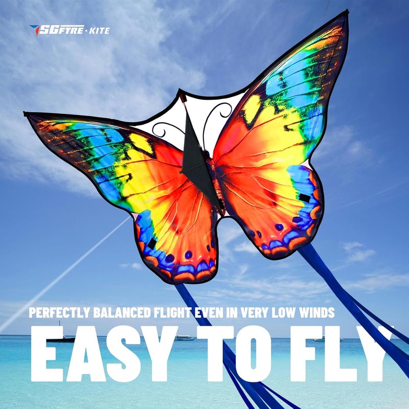 SGftre Butterfly Kites for Kids and Adults,Extremely Easy to Fly for Beginners,Single Line String with Tail for Beach Flying Kites for Outdoor Trip Park Family Game(Flower Splendour Butterfly) - Image 3